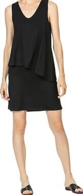 NWT Lilla P Black Double Layer V-Neck Sleeveless Dress Women's Medium